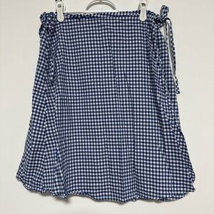 Dockers Navy Blue & White Gingham Tie-Waist Skater Skirt